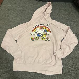Hello Kitty Sanrio Pink Hoodie Sweatshirt Medium Rainbow Bike Kawaii Cute